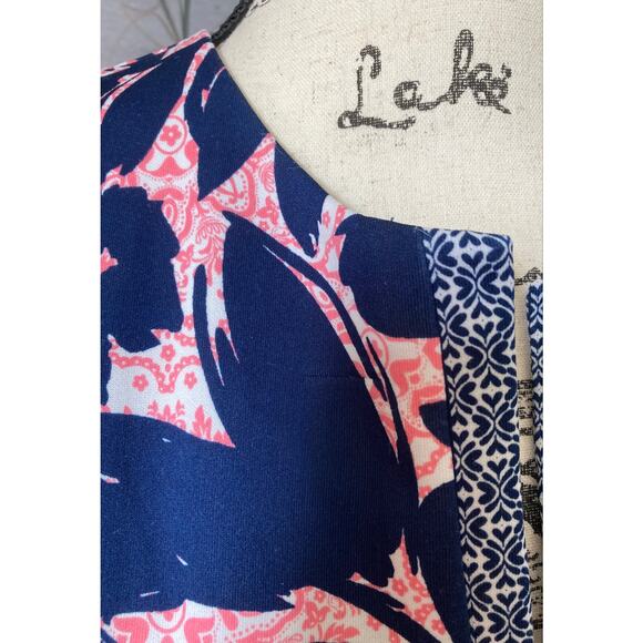 Liz Claiborne women's sleeveless peach & navy floral fit & flare dress, size 8 - Picture 8 of 8